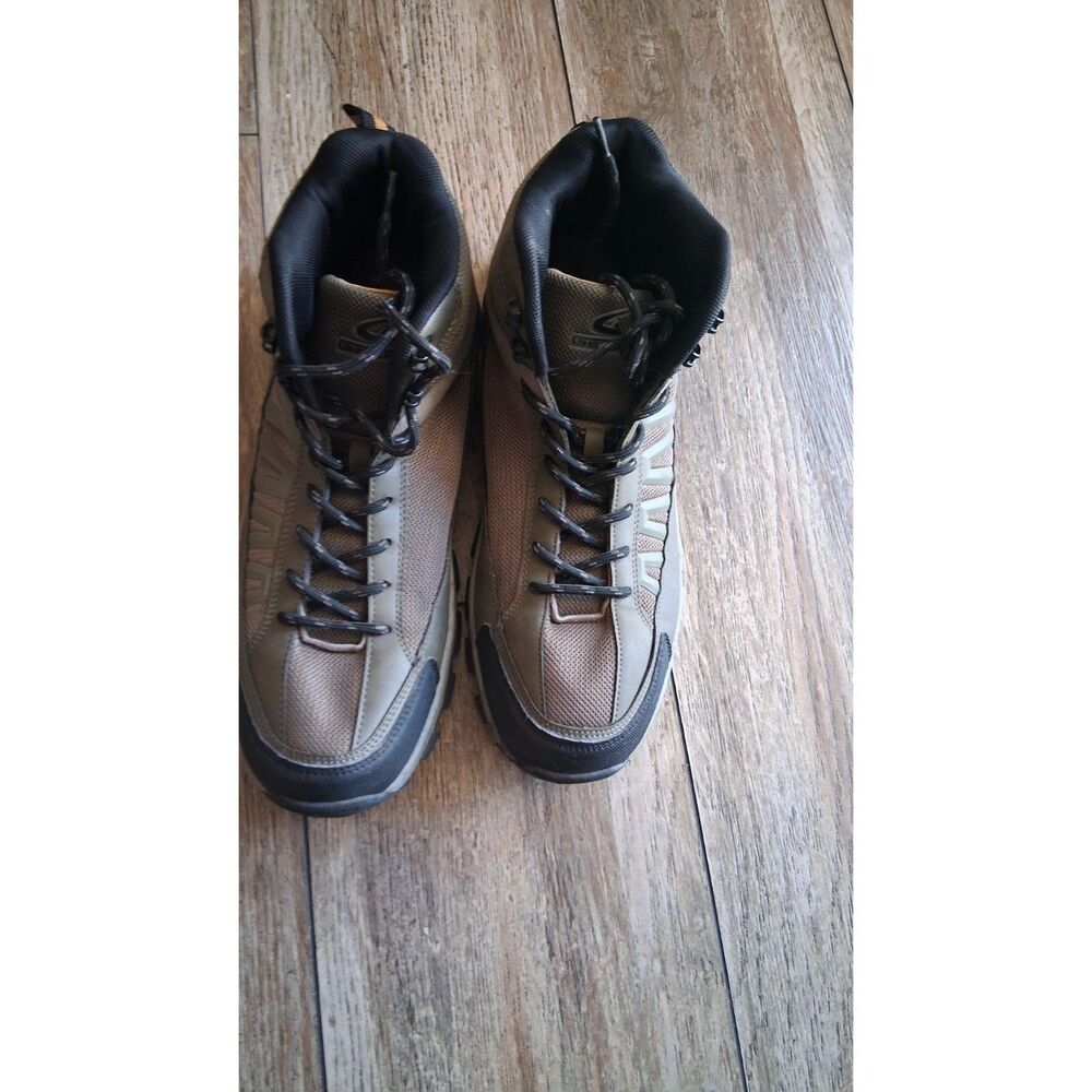 GEERS Men’s Hiking Boots Size 12 Wide Brown Olive Trail Outdoor Lace Up Mid Top